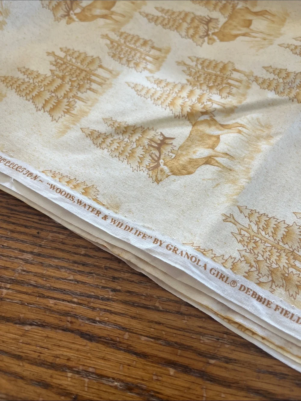 Riverwoods collection cotton Cream and Tan Woodland Elk fabric
